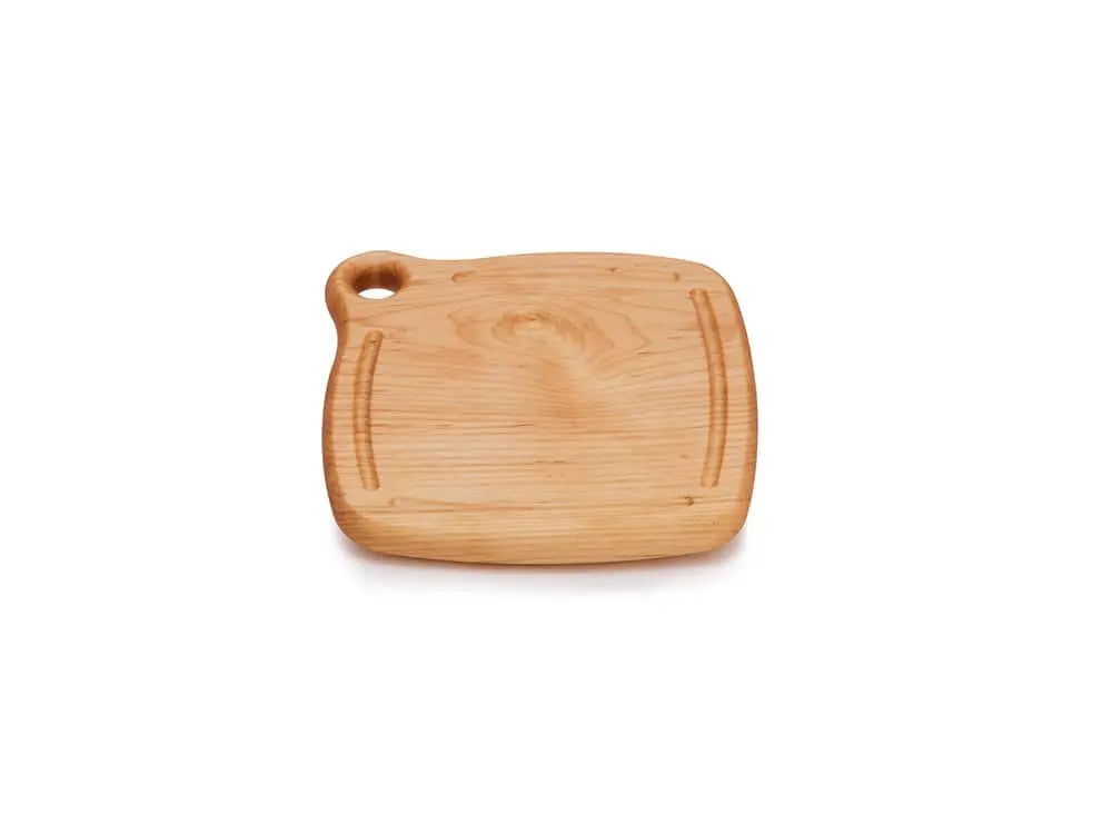 Top view of an Iron Wood Sugar Maple Trivet with a smooth, single-board design featuring a grommet hole for hanging